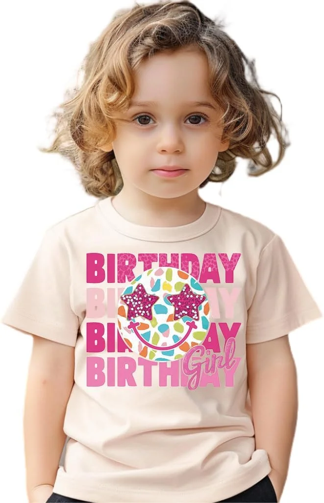 تی شرت تولد دخترانه - تی شرت تولدت مبارک برای نوزادان دختر - تی شرت نخی شاد برای کودکان