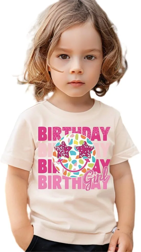 تی شرت تولد دخترانه - تی شرت تولدت مبارک برای نوزادان دختر - تی شرت نخی شاد برای کودکان