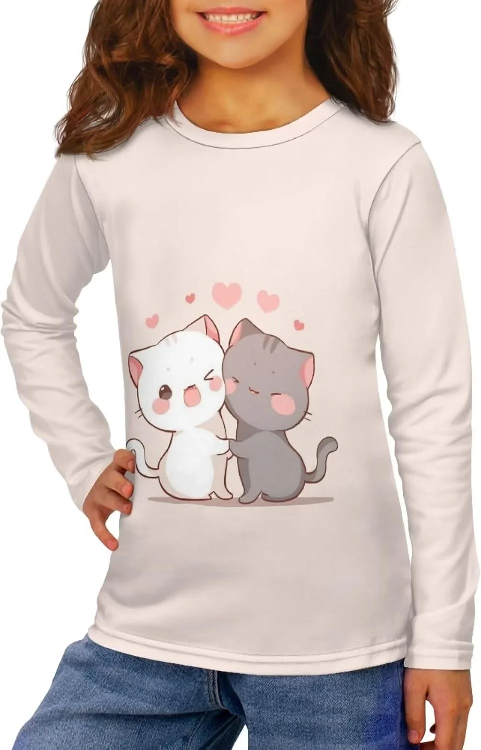 تی شرت آستین بلند دخترانه، یقه گرد، نرم و راحت، مناسب برای دختران 3 تا 16 سال