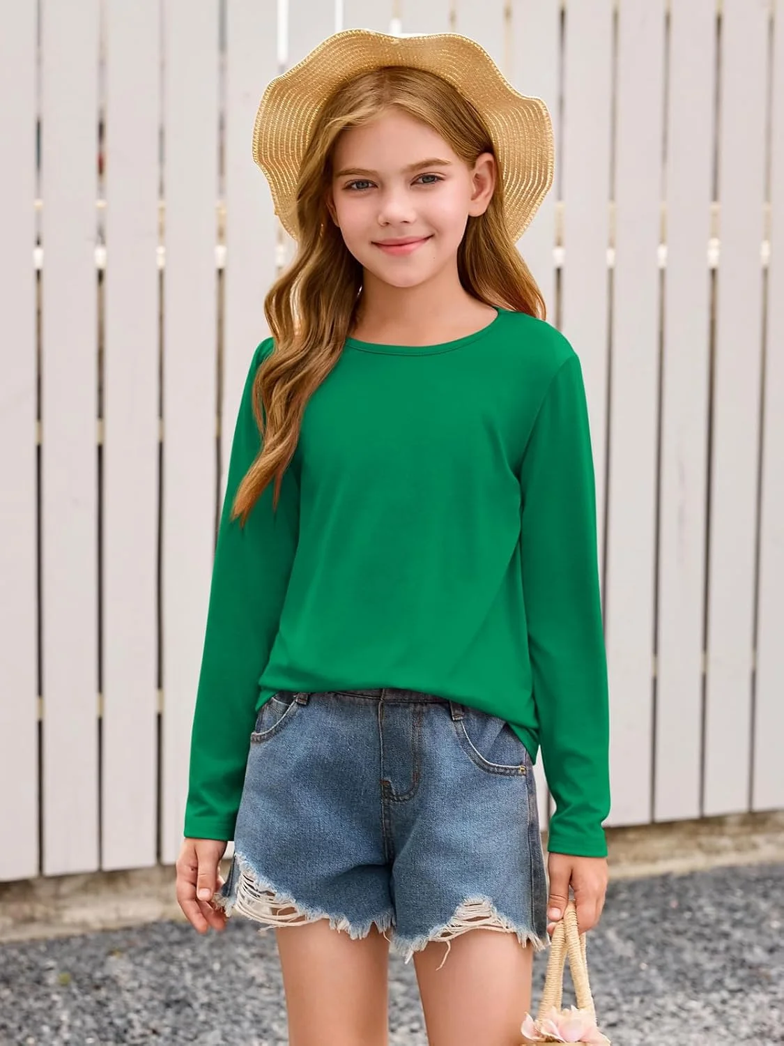 تی شرت آستین بلند دخترانه Haloumoning مناسب کودکان 3 تا 10 سال