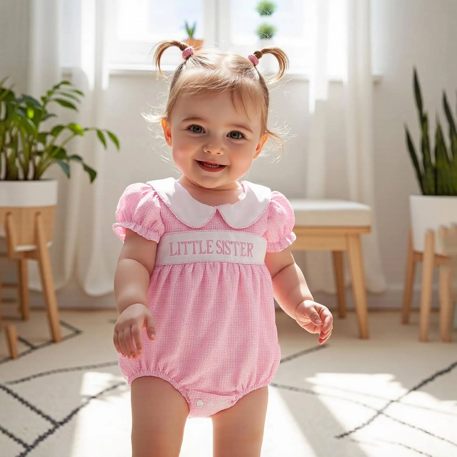 ست لباس خواهر بزرگتر و خواهر کوچکتر، رامپر آستین کوتاه نوزادی و تیشرت و پیراهن دخترانه مناسب فصل تابستان