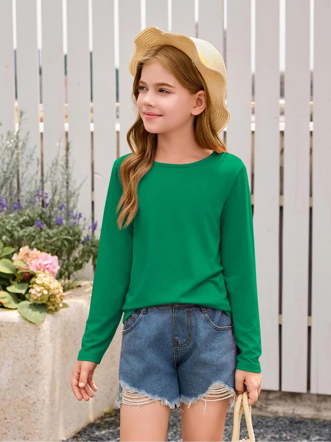 تی شرت آستین بلند دخترانه Haloumoning مناسب کودکان 3 تا 10 سال