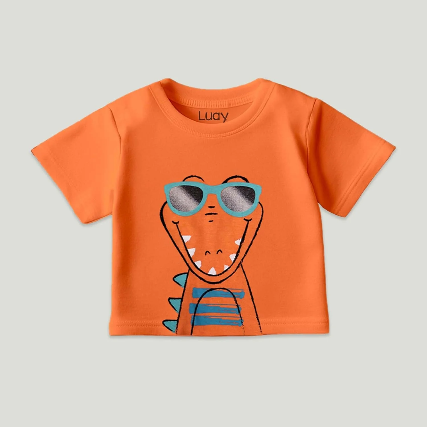 تی شرت های نخی 100% ارگانیک LUAY برای پسران و دختران، آستین کوتاه با طرح های جشن و رنگ های شاد برای کودکان و نوزادان - برش معمولی