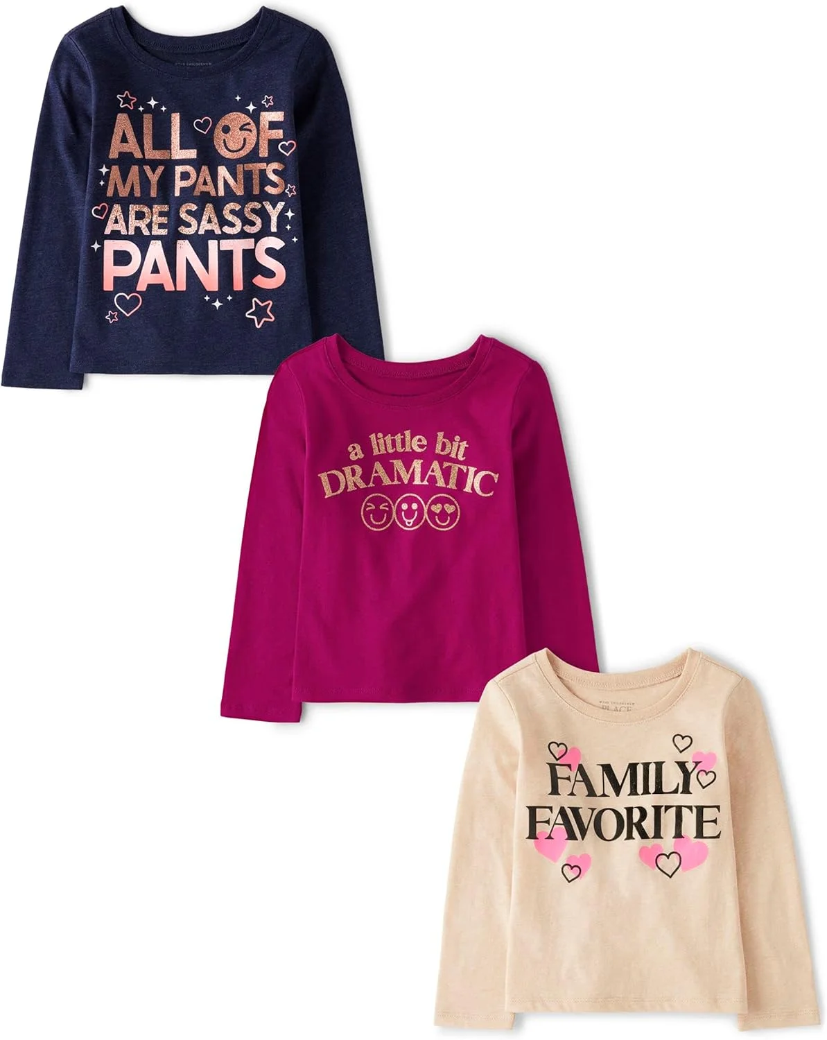 تی شرت های آستین کوتاه گرافیکی The Children's Place برای نوزادان، کودکان نوپا و اعضای خانواده (بسته 3 عددی)