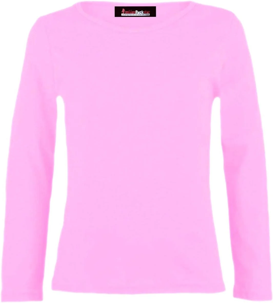 تی شرت آستین بلند ساده دخترانه با یقه گرد کشی مناسب مدرسه، سایز 5 تا 14 سال