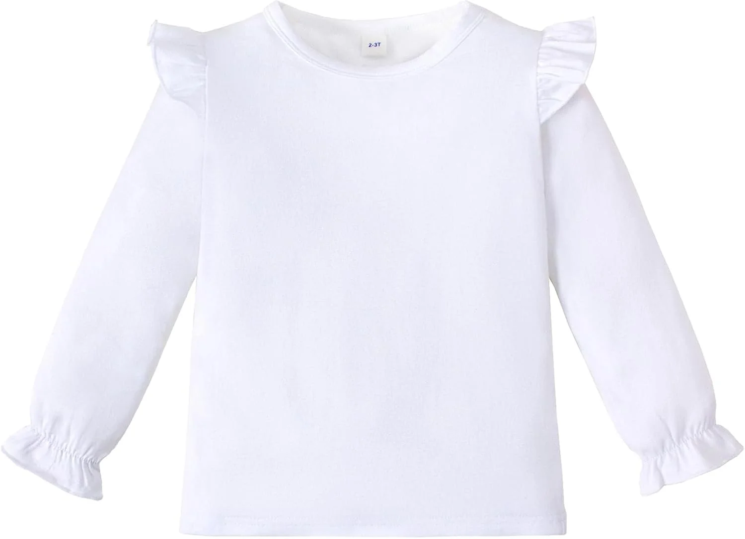 بلوز آستین بلند دخترانه Magic Park مناسب کودکان 12 ماهه تا 14 ساله، تیشرت رنگ ثابت، تیشرت دخترانه با سرآستین چین دار، تاپ های زمستانی غیر رسمی