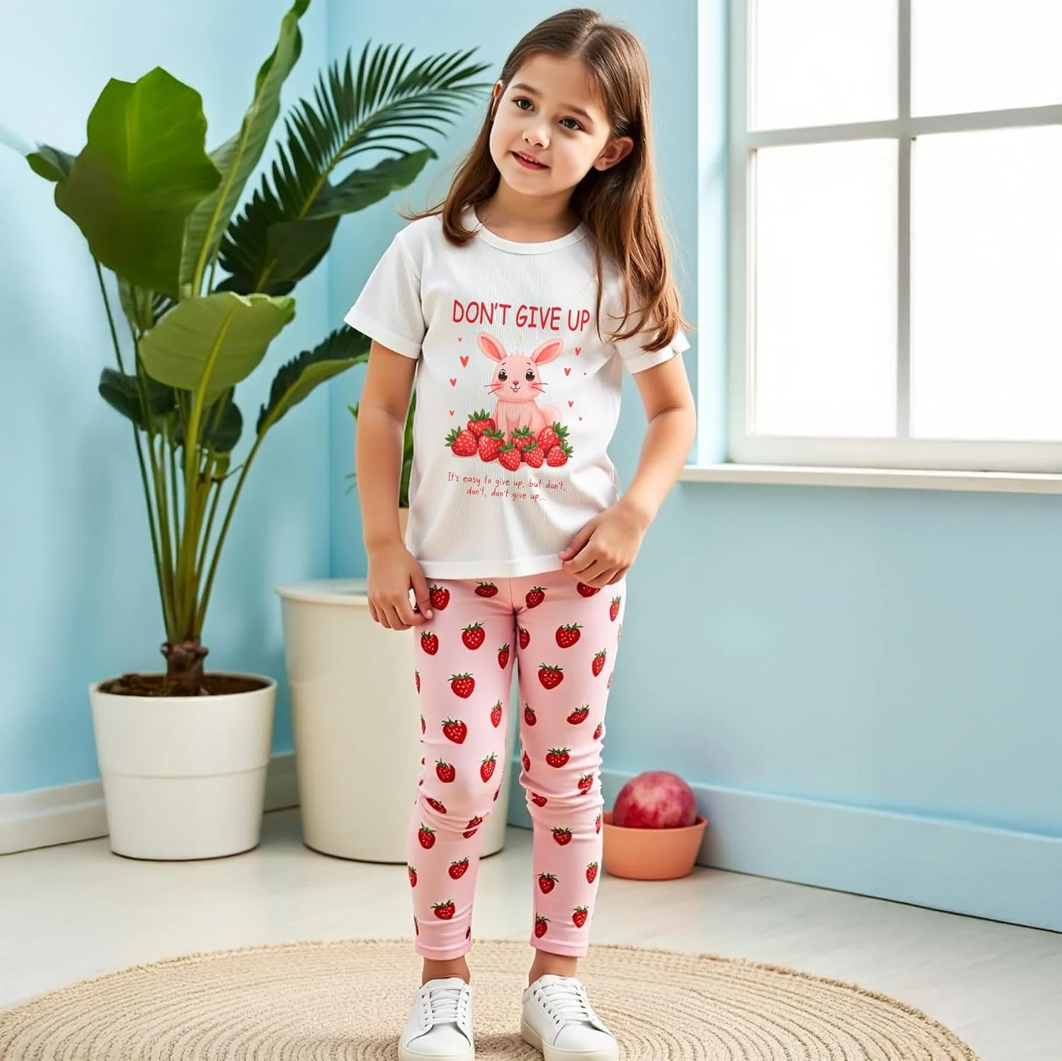 ست تی‌شرت و لگ دخترانه، 2 عددی، لباس راحتی زیبا برای مد کودک و دختر تولد 4 تا 7 سال