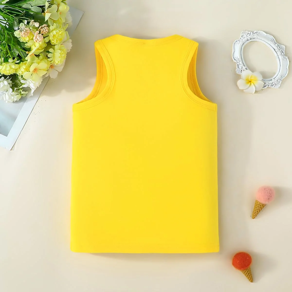 تاپ رکابی دخترانه بچه گانه مناسب 2 تا 12 سال - تیشرت آستین حلقه ای ساده