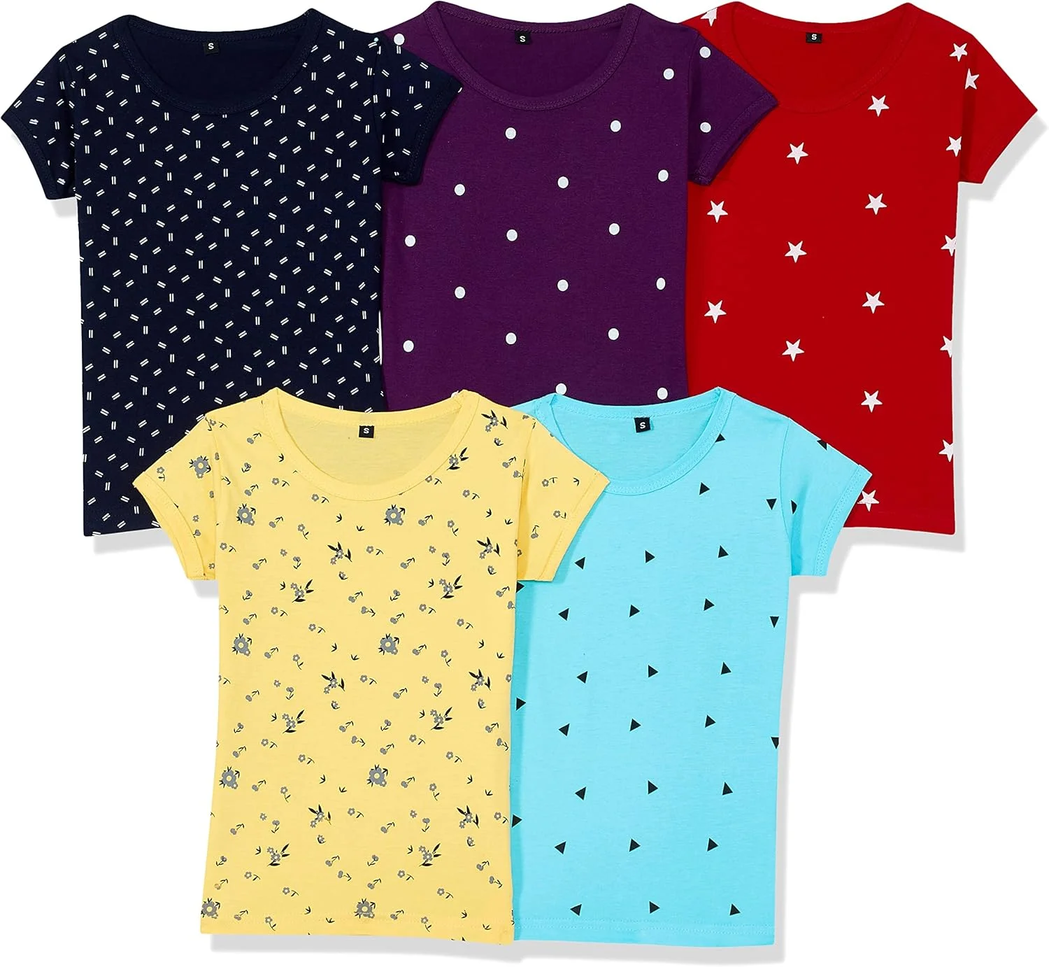 تی شرت دخترانه T2F با طرح چاپی سرتاسری و برش معمولی