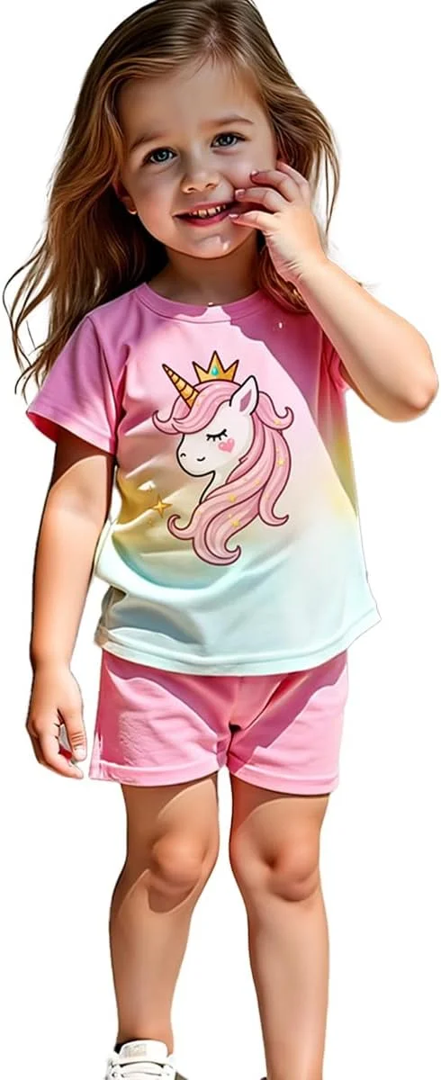 ست تی شرت و شورت دخترانه با طرح پروانه، سایز 4 تا 8 سال، لباس تابستانی دخترانه، لباس، ست عید دخترانه