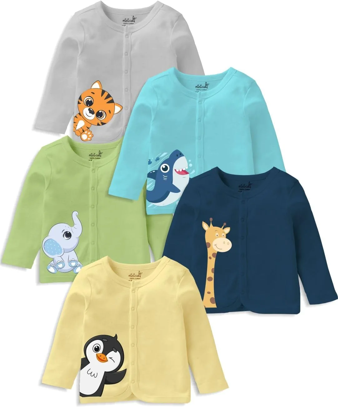 ست تی‌شرت بچگانه مینی‌کالت، زرد E01، ۱۸ تا ۲۴ ماه