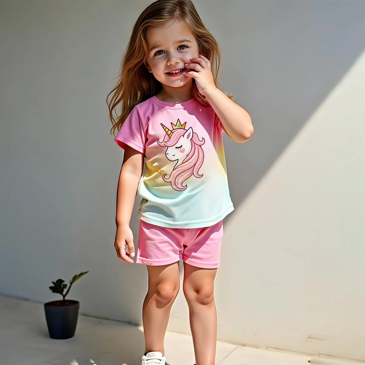 ست تی شرت و شورت دخترانه با طرح پروانه، سایز 4 تا 8 سال، لباس تابستانی دخترانه، لباس، ست عید دخترانه