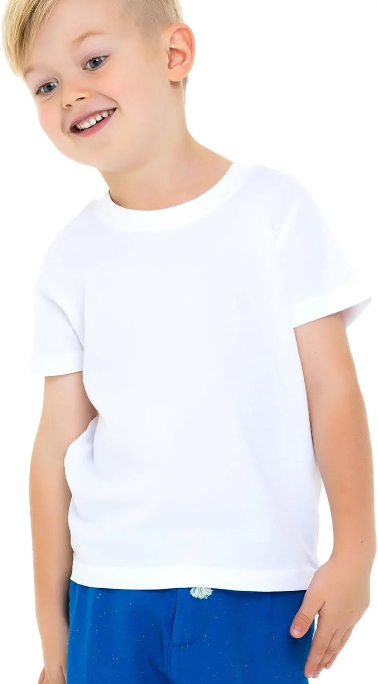 تی شرت های آستین کوتاه یقه گرد ساده بچگانه قامیسِت، 100% پنبه، مناسب کودکان، دختران، پسران، نوجوانان، نوزادان، تی شرت های بدون طرح یقه گرد، برش معمولی، رنگ ثابت، تی شرت های یقه گرد (سایز 2 سال، سفید)