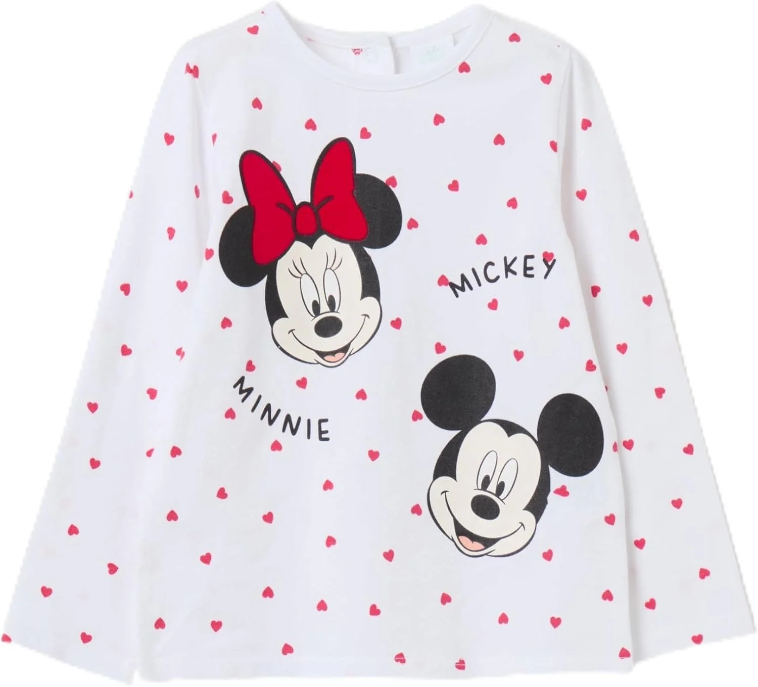 تی شرت آستین بلند دخترانه OVS با طرح مینی و میکی موس