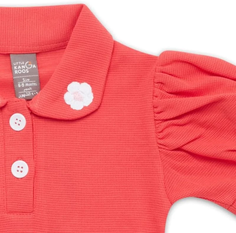 تی شرت پولو آستین پفی یقه دار دخترانه