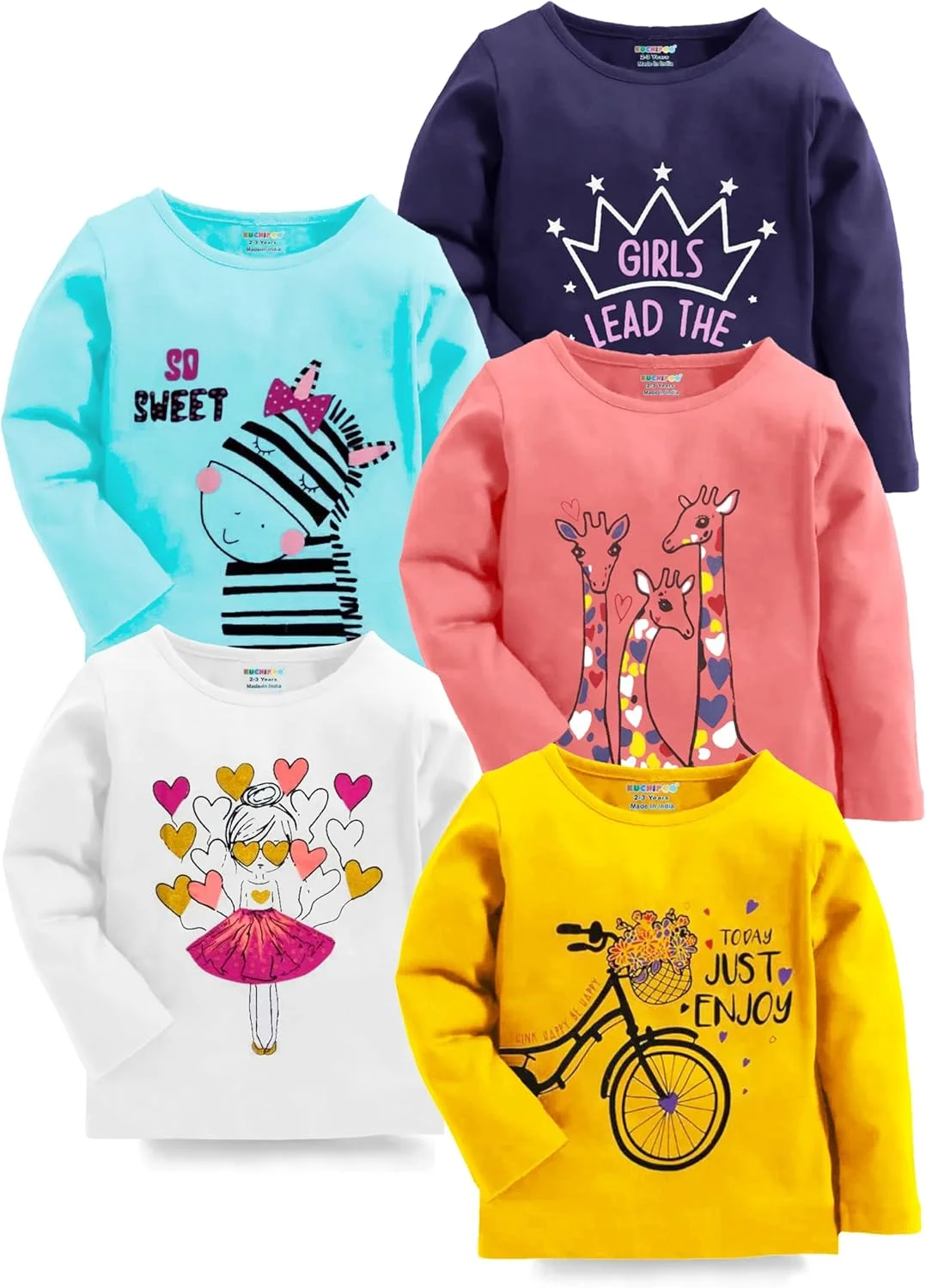 تی شرت آستین بلند دخترانه کوچیپو، جنس پنبه