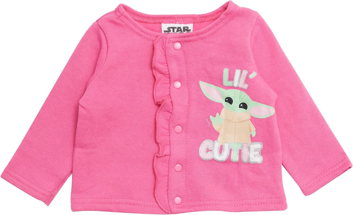 ست تی شرت آستین بلند و شلوار دخترانه طرح بیبی یودا جنگ ستارگان