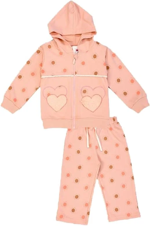 ست ژاکت کلاهدار، تیشرت و شلوار دخترانه کودک