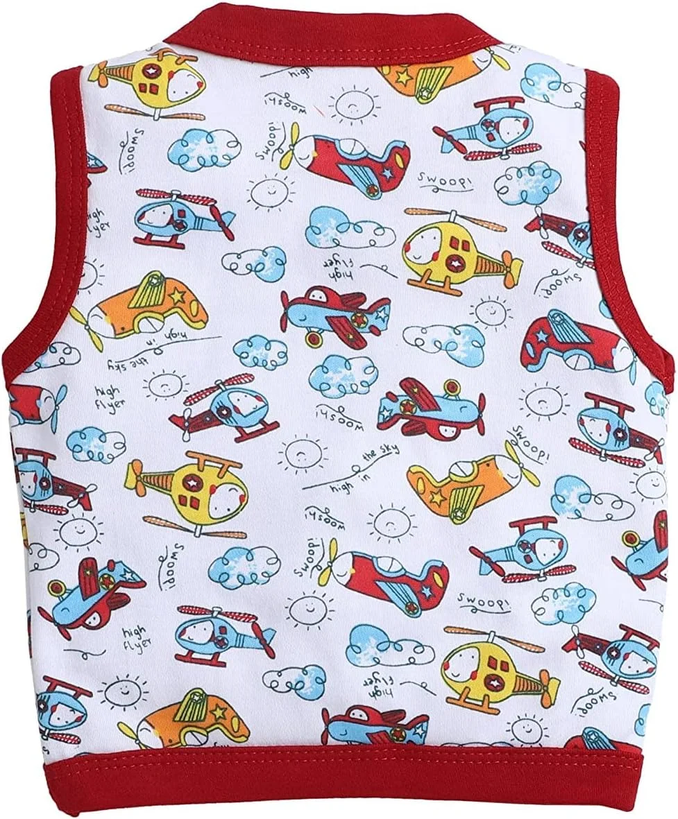 تی‌شرت و زیرپوش نخی آستین حلقه ای جلو باز نوزادی (بسته 4 عددی) (9-12 ماه)