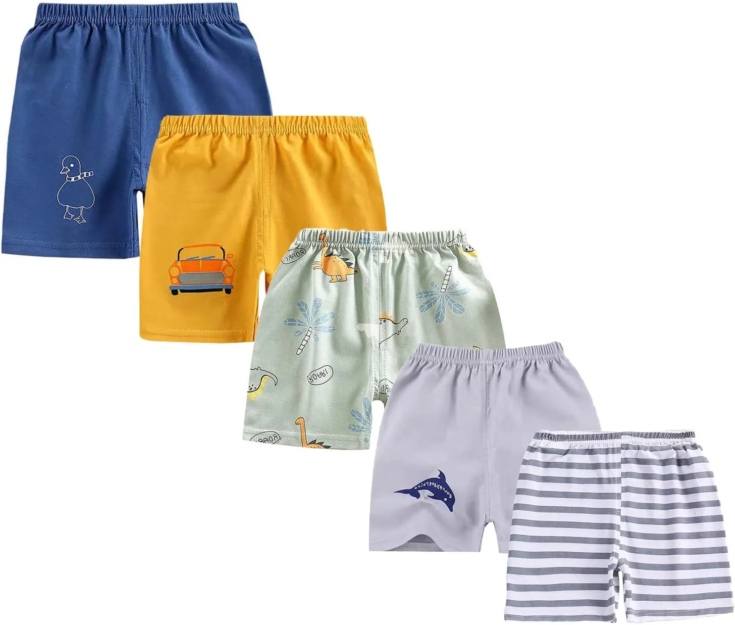 Vagefun ست تی‌شرت و شلوارک آموزشی دایناسور نوزادی پسرانه و دخترانه، لباس تابستانی، شلوارک کمر کشی کودک نوپا