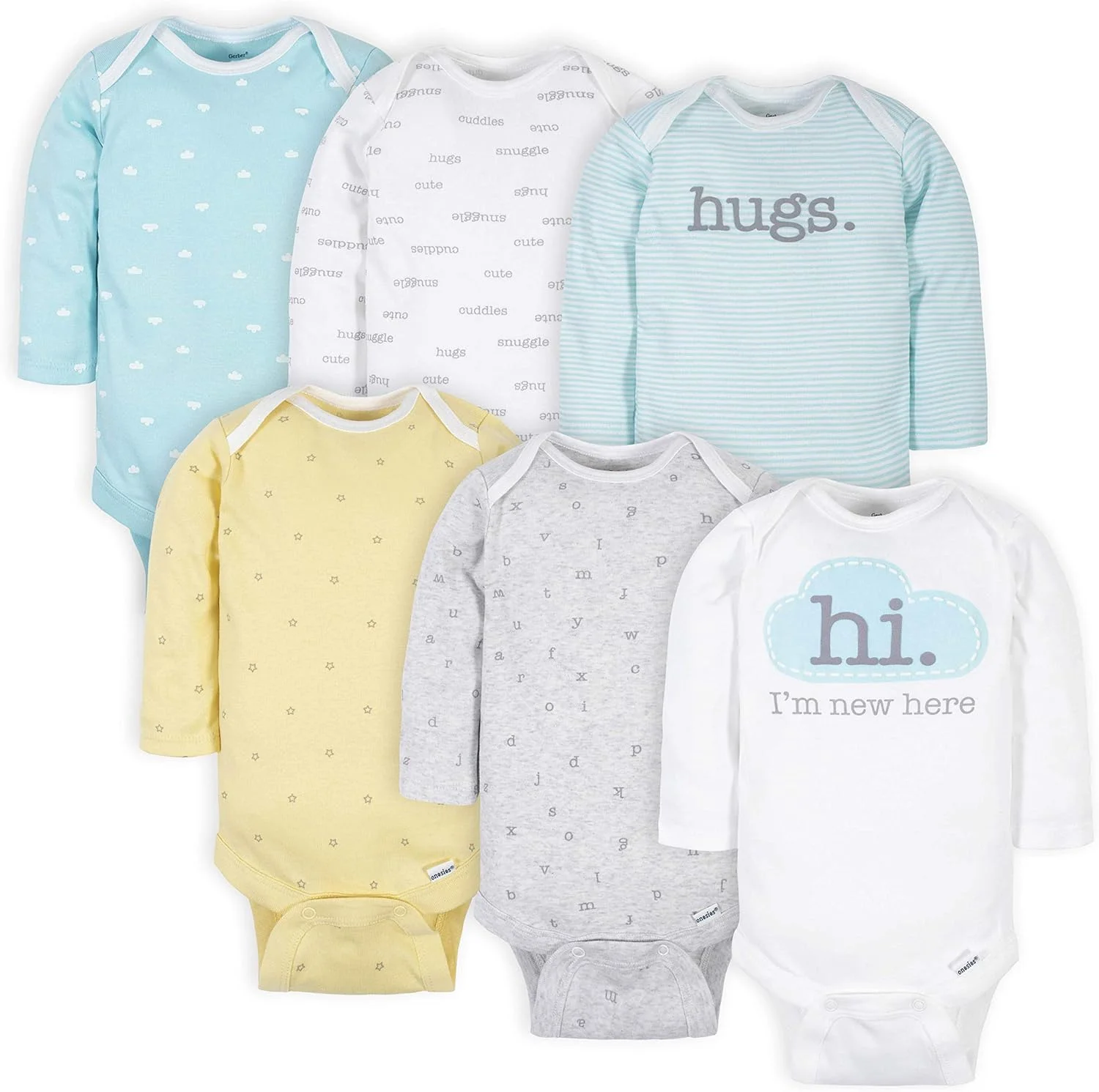 ست تی‌شرت آستین بلند نوزادی دخترانه Gerber، بسته‌ی 6 عددی