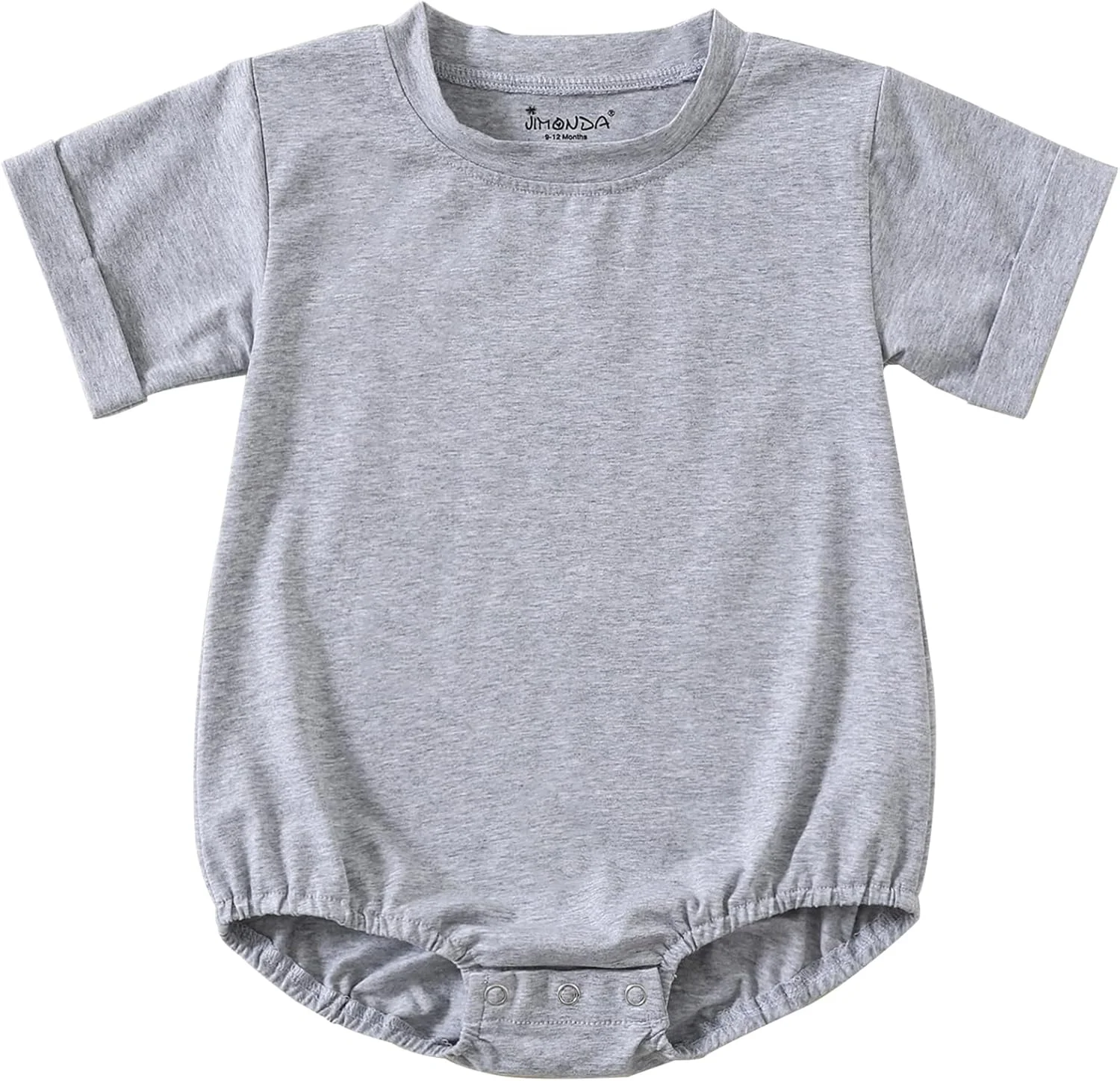 رامپر حباب دار نوزادی جیموندا، لباس یکسره آستین کوتاه، تی شرت پنبه ارگانیک رنگ ثابت