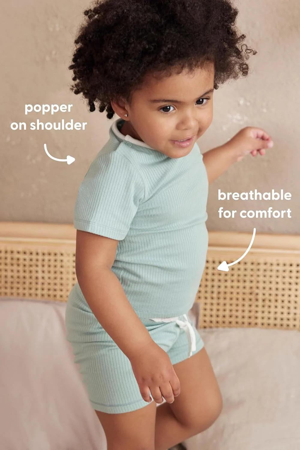 تی شرت نوزادی MORI مدل Ribbed - پنبه ارگانیک نرم و ویسکوز - آستین کوتاه یقه گرد مناسب کودکان نوپا