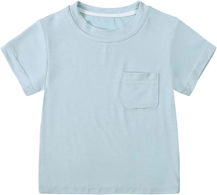 ست 2 عددی تی‌شرت و شلوار نخی بامبو بچگانه، مناسب پسران و دختران، آستین کوتاه، یقه گرد