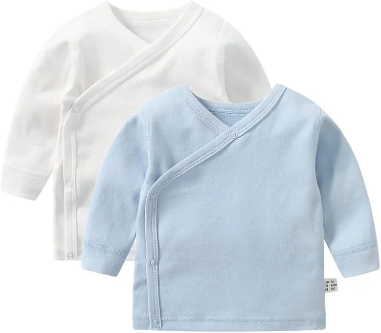 تی شرت آستین بلند نخی دکمه دار از پهلو، مناسب نوزادان دختر و پسر