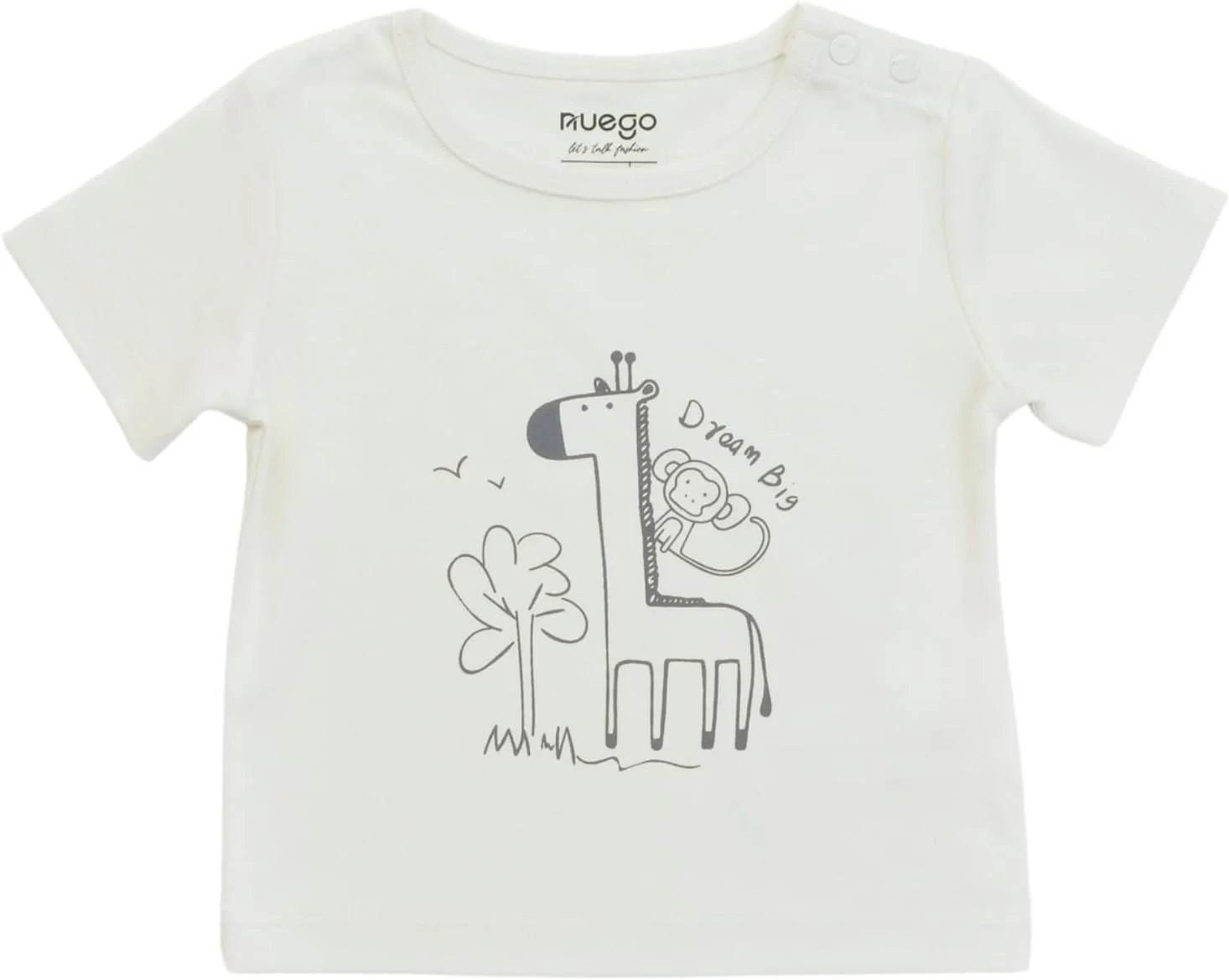 ست تی‌شرت نوزادی پسرانه Nuego، آستین کوتاه، یقه گرد، طرح حیوانات، مناسب نوزادان 0 تا 24 ماه (خاکستری، صورتی، سفید) - ست 3 عددی