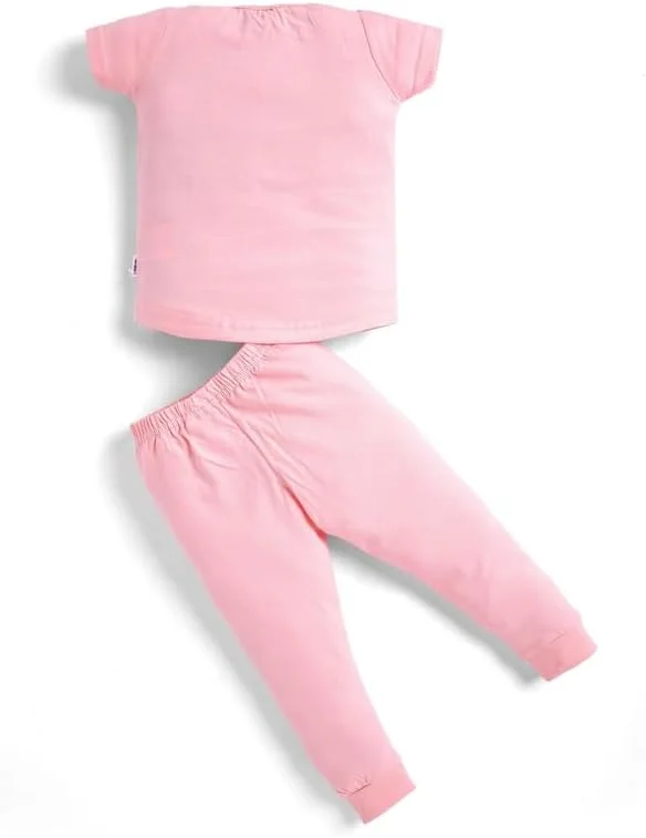 ست تی‌شرت آستین کوتاه یقه گرد و شلوار نوزاد دختر