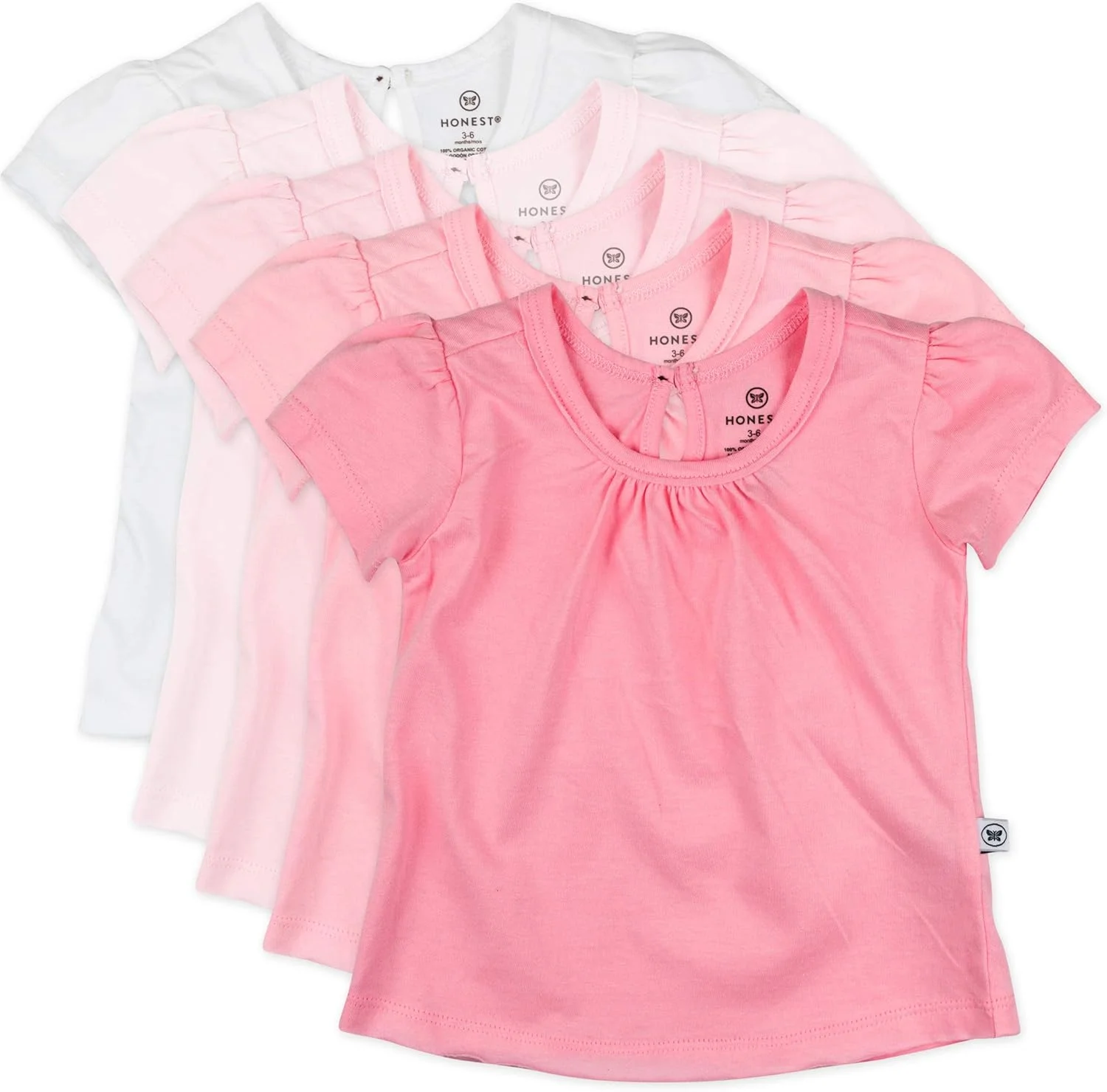 تی‌شرت آستین پفی دخترانه ارگانیک HonestBaby - بسته‌های چندتایی