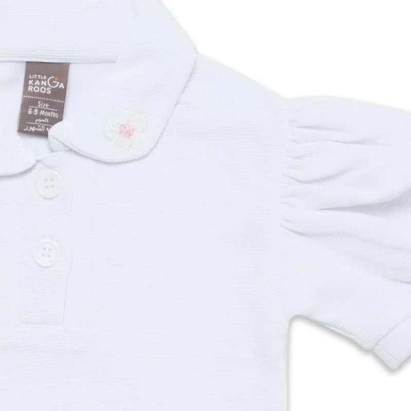 تی شرت پولو آستین پفی یقه دار دخترانه