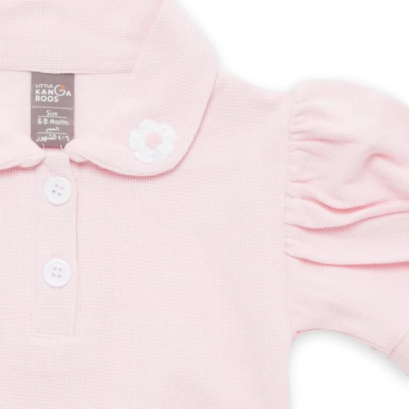 تی شرت پولو آستین پفی یقه دار دخترانه