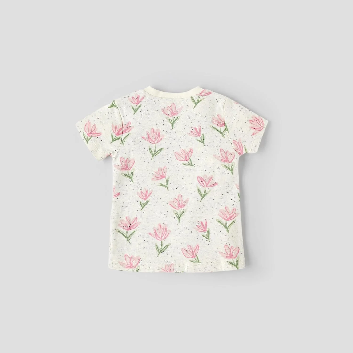 تی‌شرت نخی دخترانه پوپیز | نرم و سازگار با پوست | لباس تنفسی کودک | آستین کوتاه | مناسب برای سنین 3 تا 36 ماه