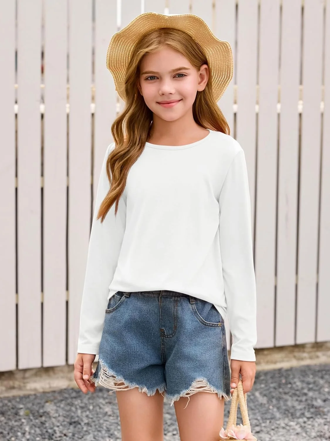 تی‌شرت آستین بلند دخترانه Haloumoning مناسب کودکان 3 تا 10 سال