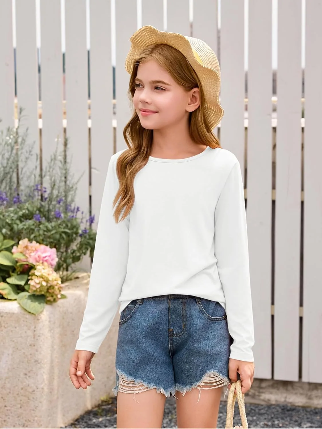 تی‌شرت آستین بلند دخترانه Haloumoning مناسب کودکان 3 تا 10 سال