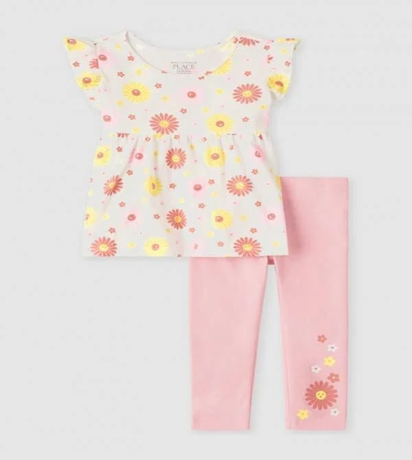 ست لباس هماهنگ دخترانه The Children's Place طرح گل آفتابگردان (تک بسته) ست لباس هماهنگ دخترانه The Children's Place طرح گل آفتابگردان (تک بسته)