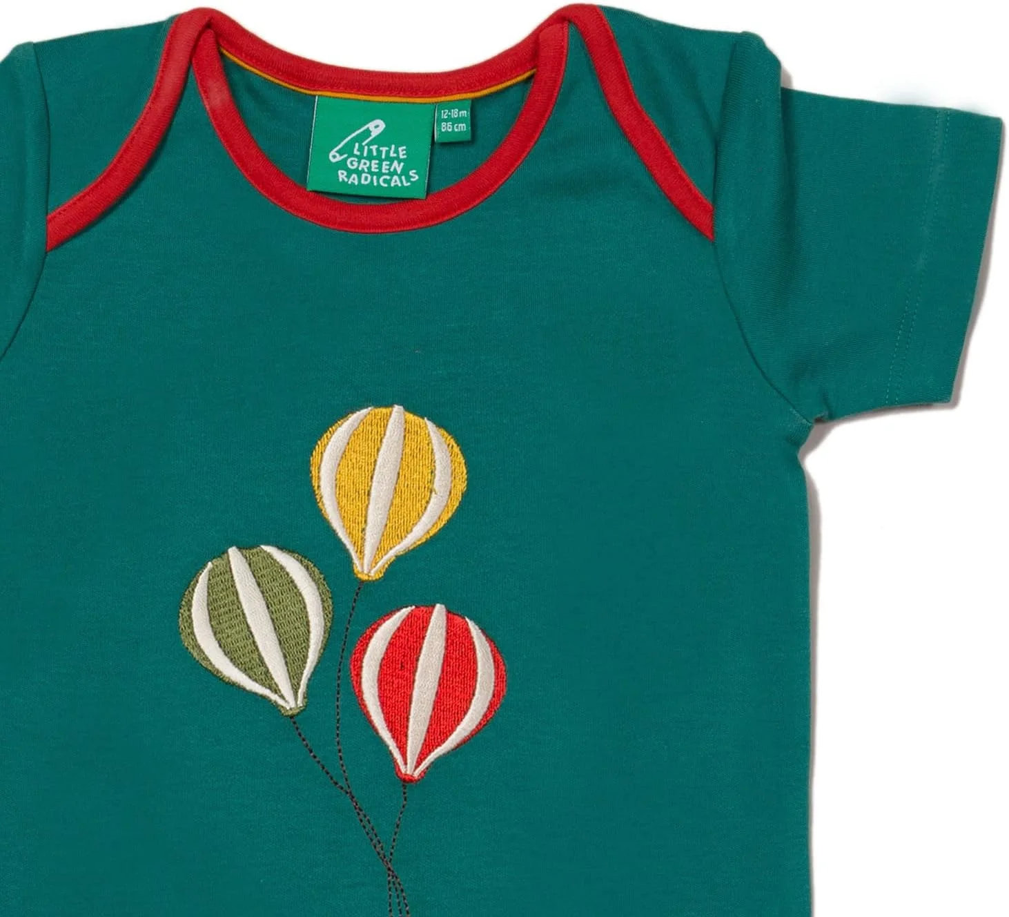 تی‌شرت آستین کوتاه ارگانیک بچگانه با طرح بالون سبز - مناسب نوزادان و کودکان 0 تا 5 سال