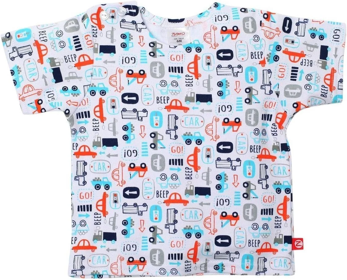 تی شرت نوزادی زوتانو طرح بوق بوق - سفید - 6 ماهگی