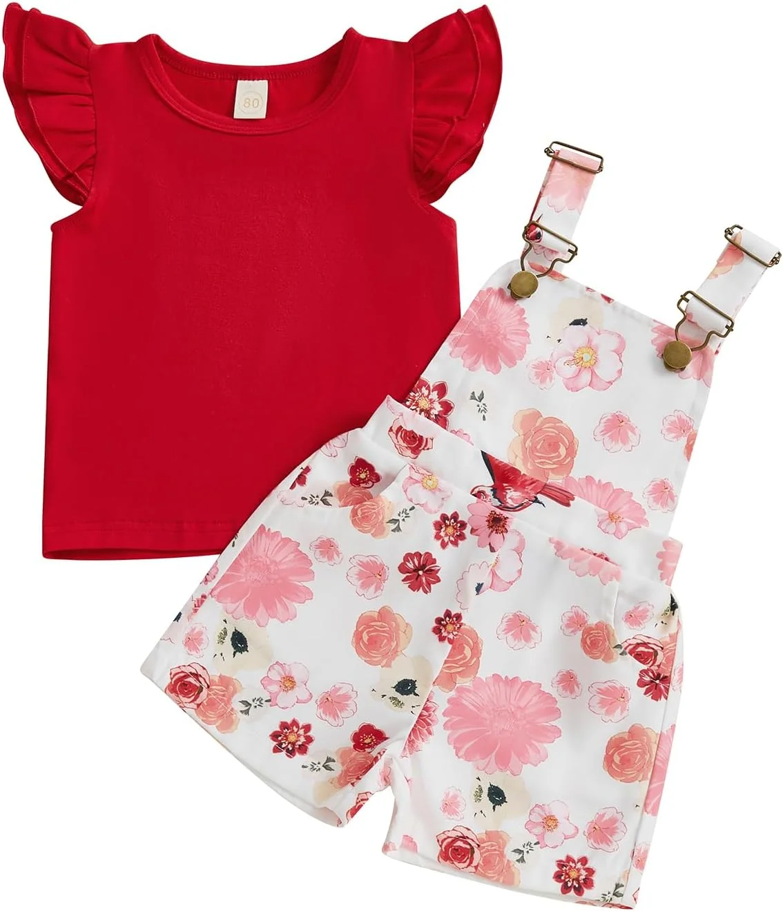 لباس تابستانی دخترانه، تیشرت و شلوارک پیشبندی، مناسب نوزاد و کودک