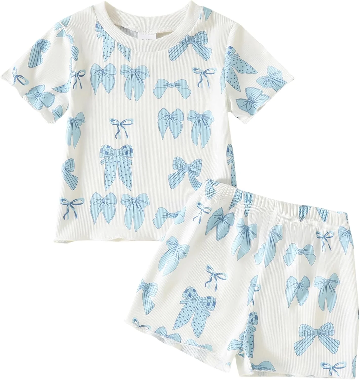 ست لباس دخترانه تابستانی SEAUR، شامل تیشرت آستین کوتاه طرح پاپیون و شلوارک، مناسب برای استفاده در منزل و بیرون از خانه، 2 تکه