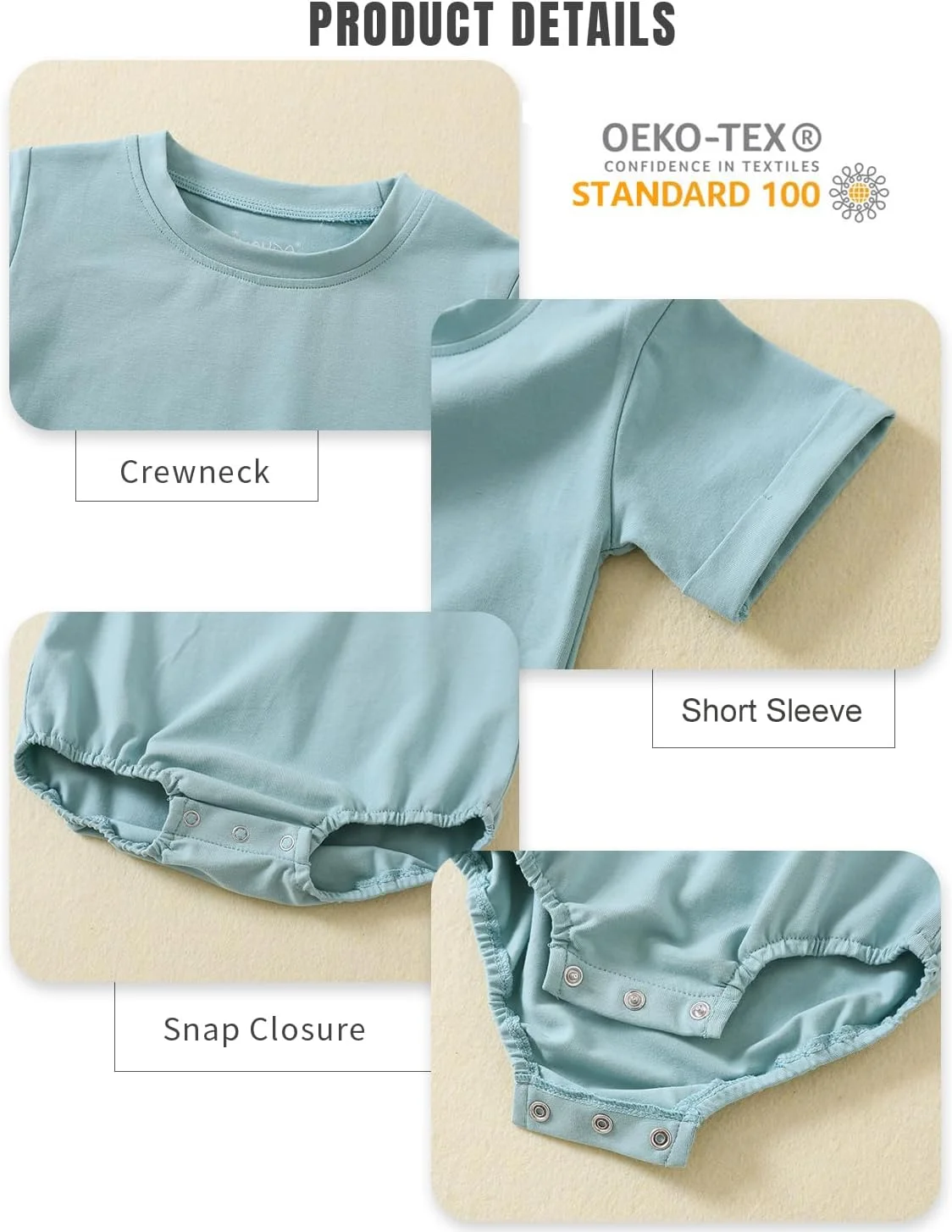 رامپر حباب دار نوزادی جیموندا، لباس یکسره آستین کوتاه، تی شرت پنبه ارگانیک