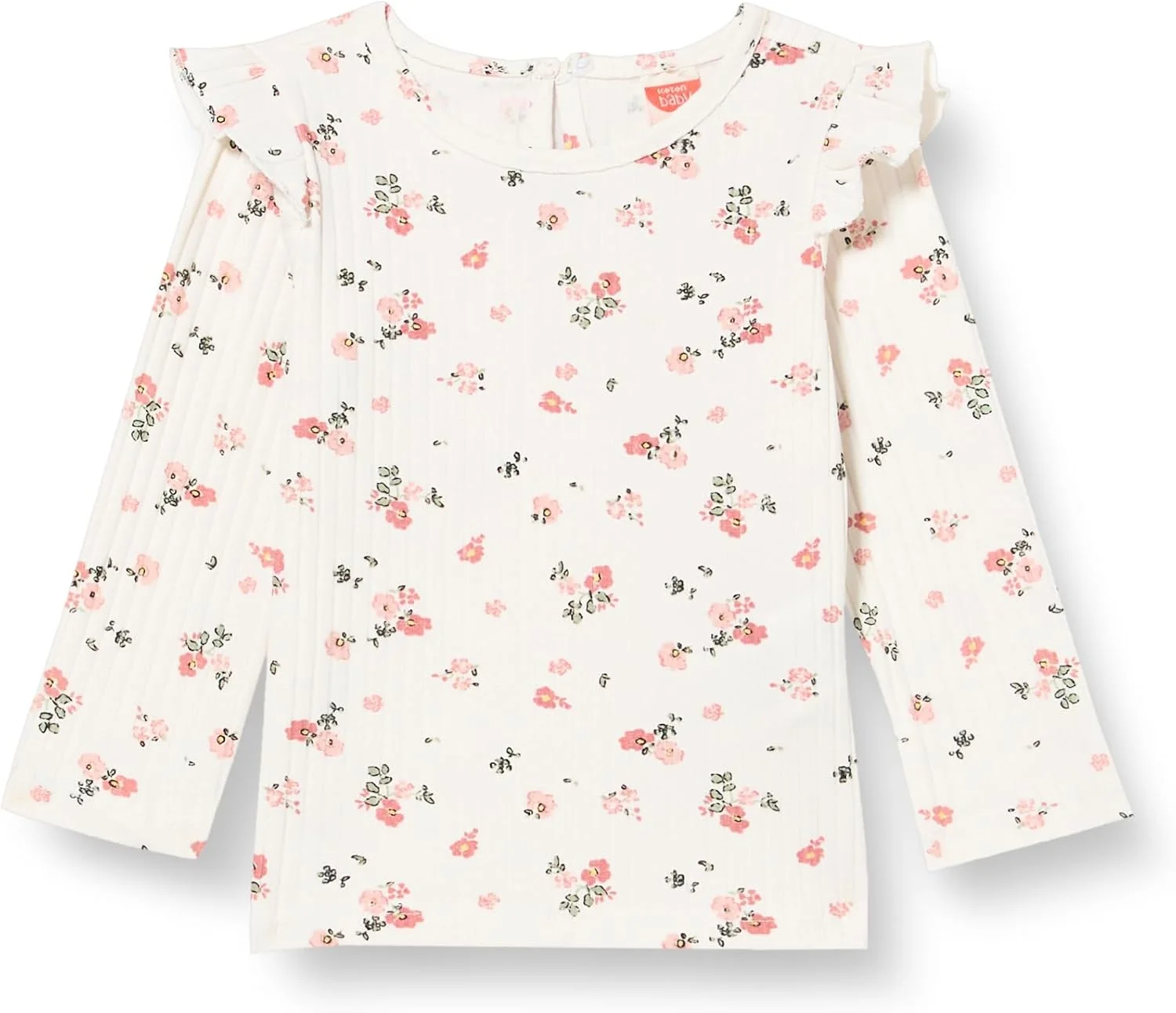 تی شرت آستین بلند دخترانه کوتون با جزئیات چین دار و طرح گلدار راه راه