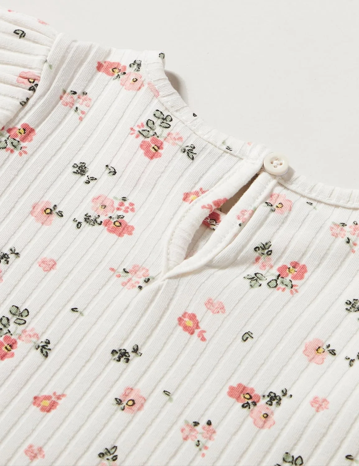 تی شرت آستین بلند دخترانه کوتون با جزئیات چین دار و طرح گلدار راه راه