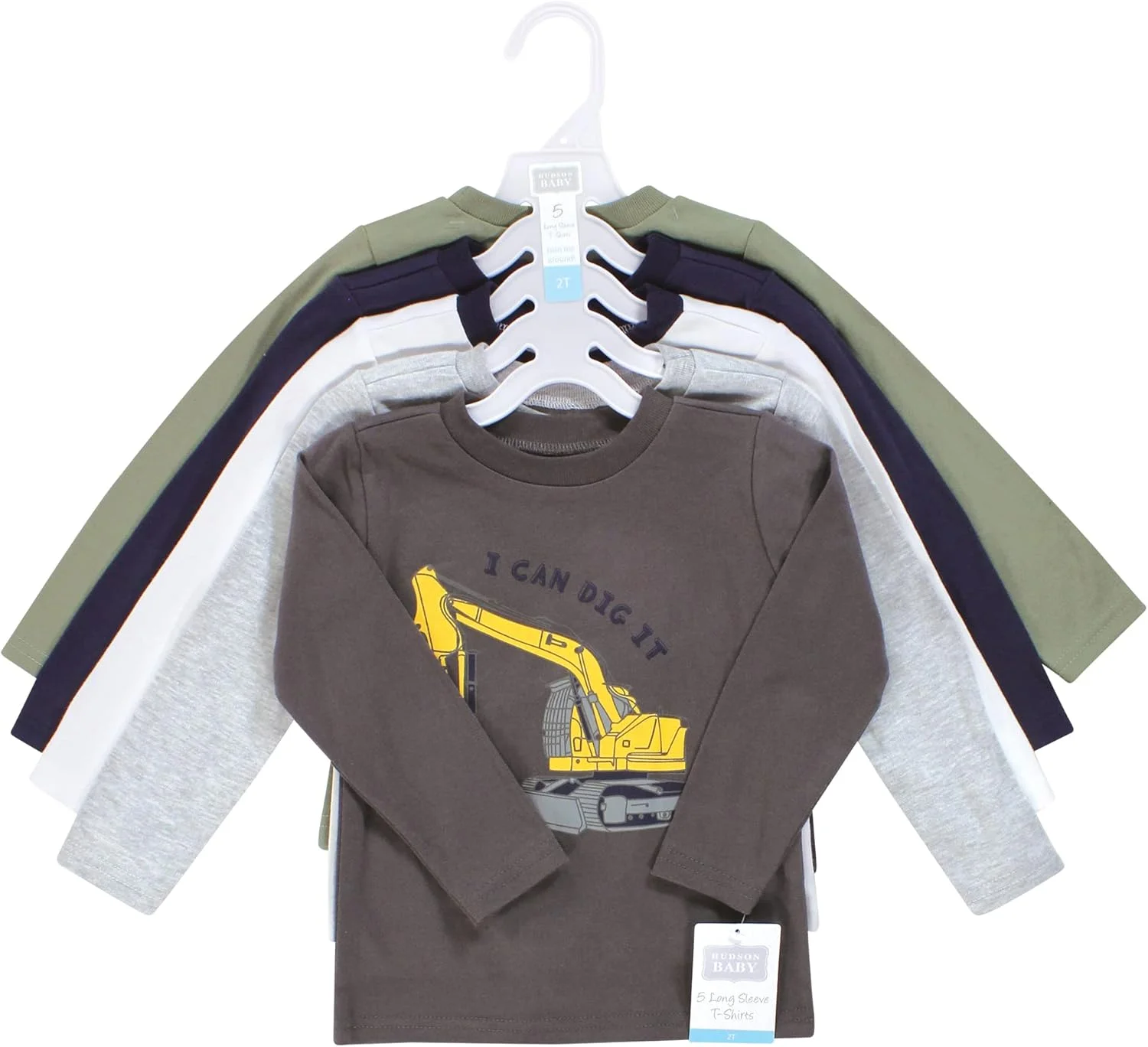 تی شرت آستین بلند نوزادی هادسون بیبی - طرح دایناسورهای ساختمانی، سایز 6-12 ماه