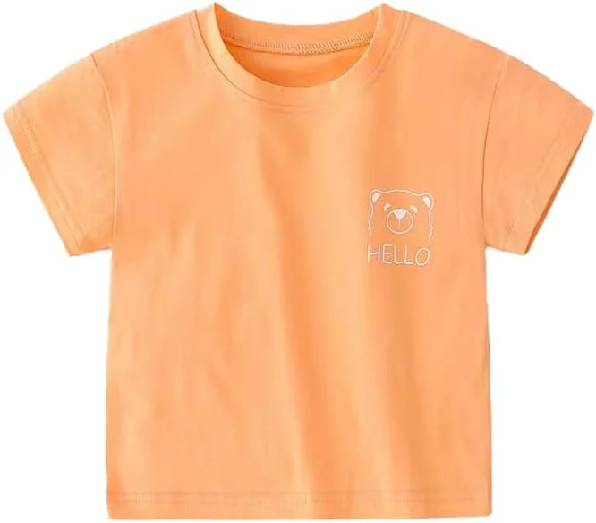 تی شرت آستین کوتاه پنبه ای یقه گرد لباس تابستانی دخترانه پسرانه بچه گانه