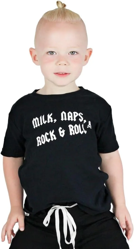 تی‌شرت بچگانه با طرح راک اند رول، مناسب برای دختران و پسران | تی‌شرت بچه گانه با طرح شیر، چرت زدن، راک اند رول - هدیه جشن نوزادی، تی‌شرت نوزادی، هدیه تولد یک سالگی کودک