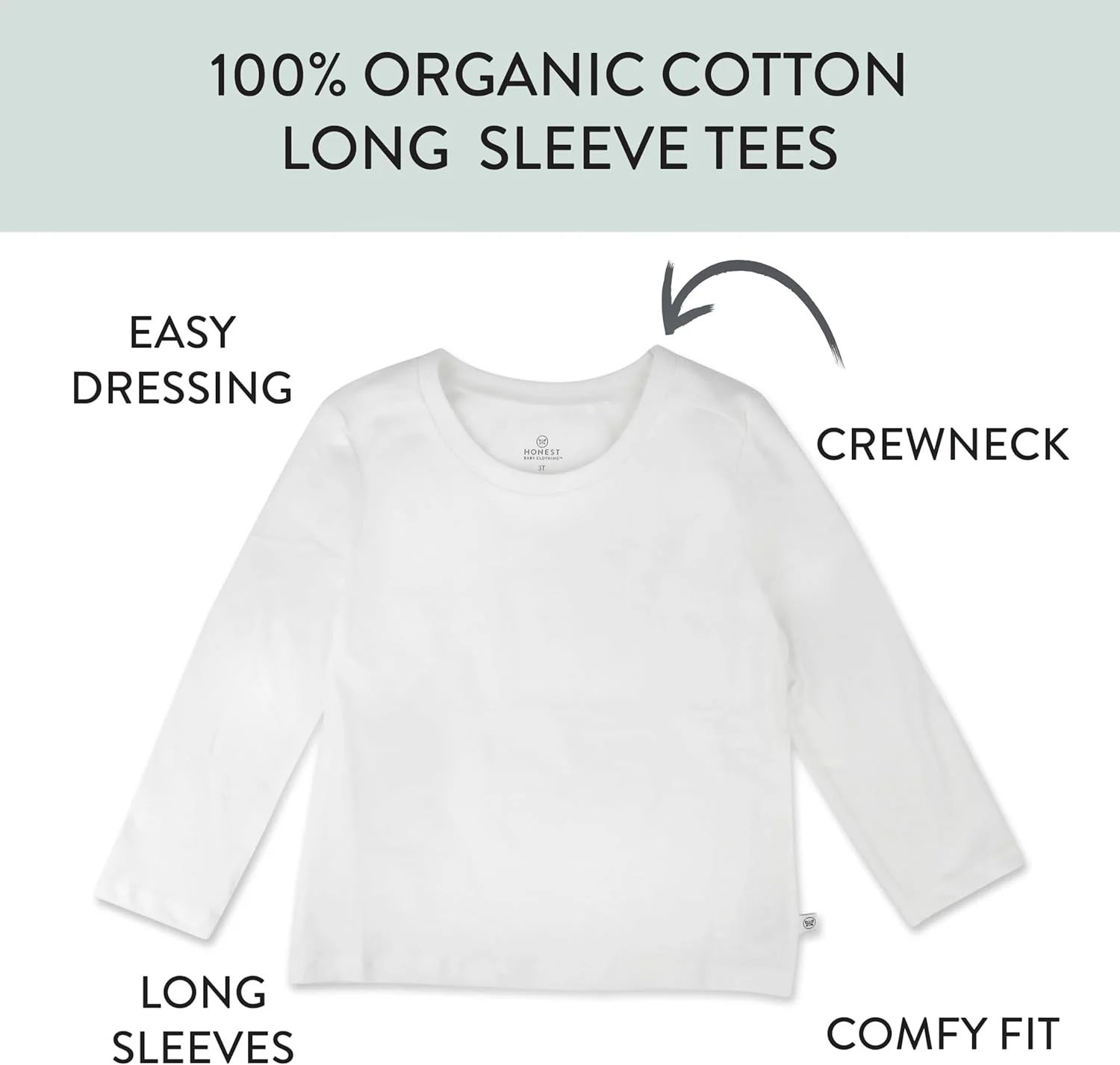 تی شرت آستین بلند 10 عددی پسرانه HonestBaby، 100% پنبه ارگانیک برای کودکان نوپا، پسران، دختران (بسته 10 عددی)