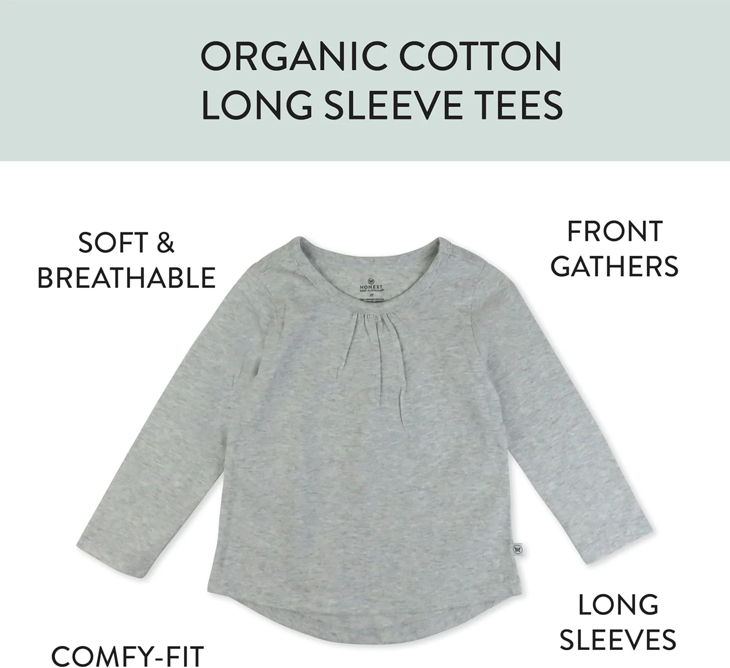 ست تی شرت آستین بلند 5 عددی HonestBaby با چین جلویی، 100% پنبه ارگانیک برای نوزادان و دختران نوپا